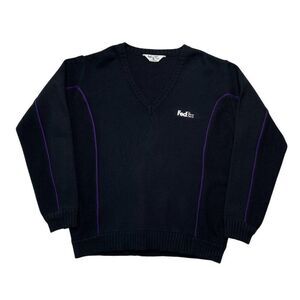 FedEx Sweater Stan Herman VF Imagewear Men's Size XL Black Vintage V-Neck